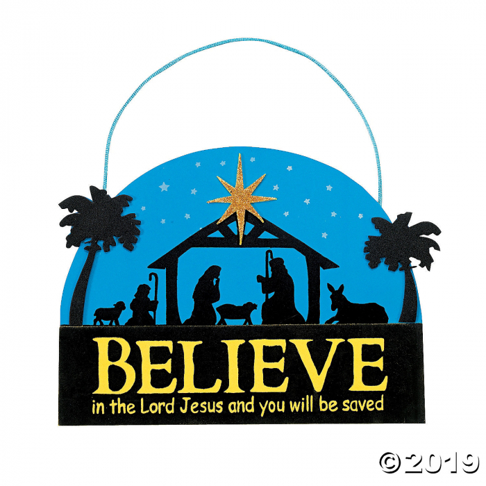 Believe" Nativity Sign Christmas Craft Kit (Makes 12)