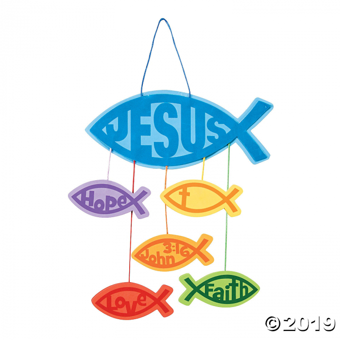 Religious Jesus Fish Mobile Craft Kit (Makes 12)