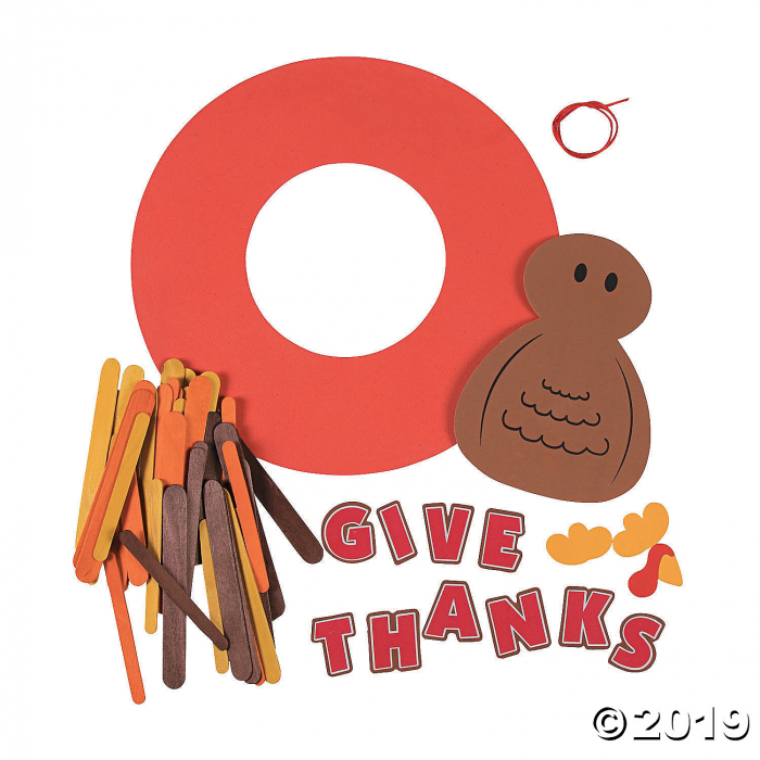 Give Thanks Craft Stick Wreath Craft Kit (Makes 6)
