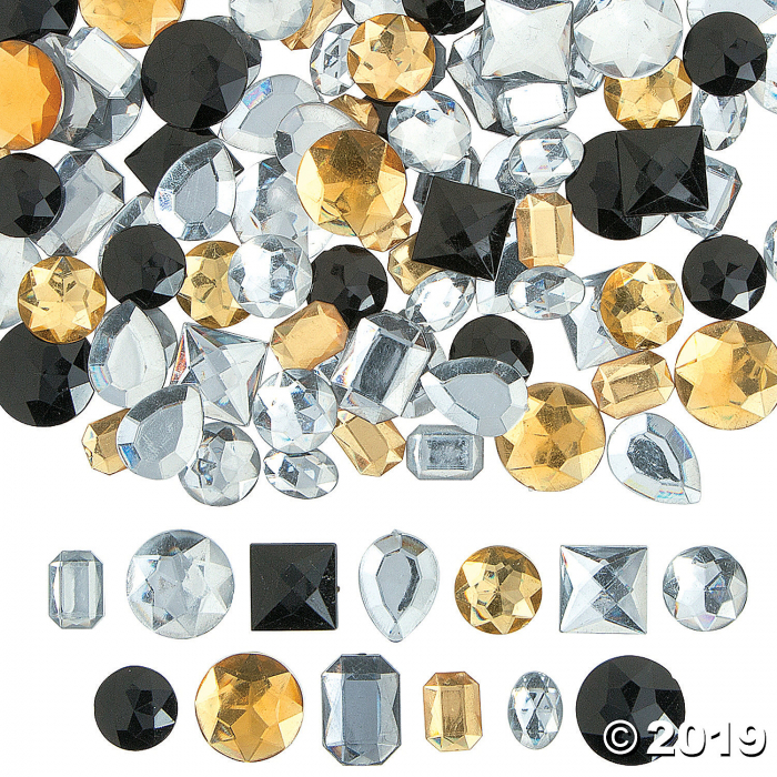 Large Black, Gold & Silver Faceted Gems (160 Piece(s)) Large Black, Gold & Silver Faceted Gems (160 Piece(s))