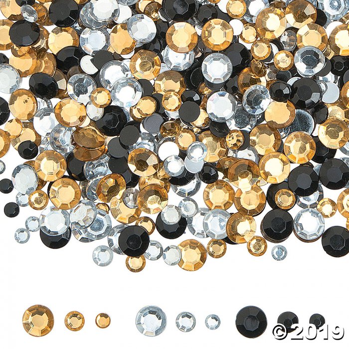 Small Black, Gold & Silver Faceted Gems (1000 Piece(s))