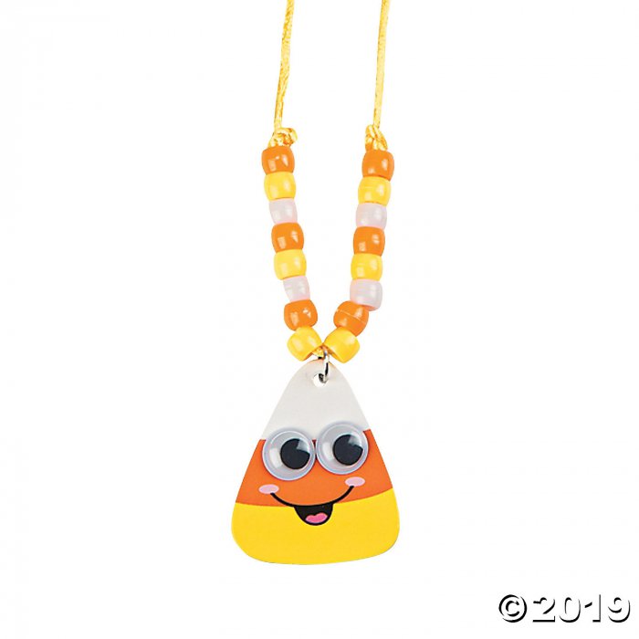 Smile Face Candy Corn Beaded Necklace Craft Kit (Makes 12)