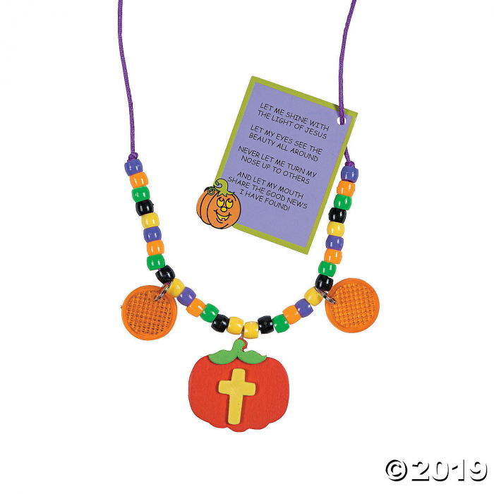 Christian Pumpkin Beaded Reflector Necklace Craft Kit (Makes 12)
