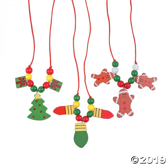 Wooden Beaded Holiday Necklace Craft Kit (Makes 12)