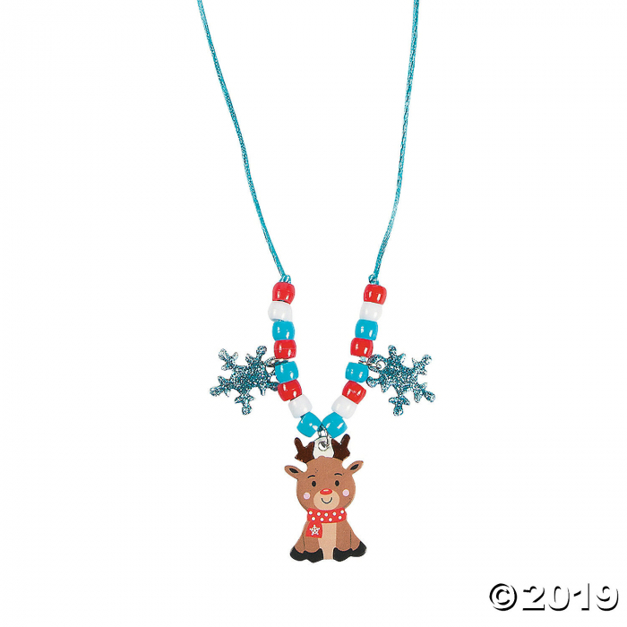 Reindeer Beaded Necklace Craft Kit (Makes 12)