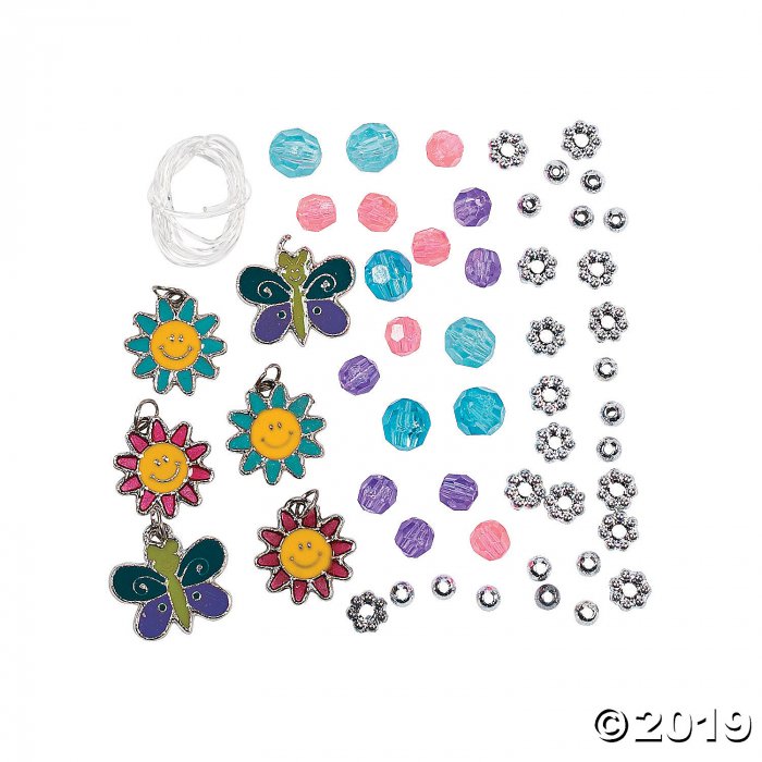 Beaded Butterfly & Daisy Charm Bracelet Craft Kit (Makes 12)