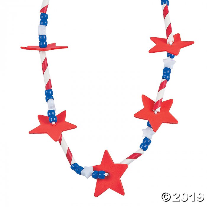 Patriotic Star Straw Necklace Craft Kit (Makes 12)