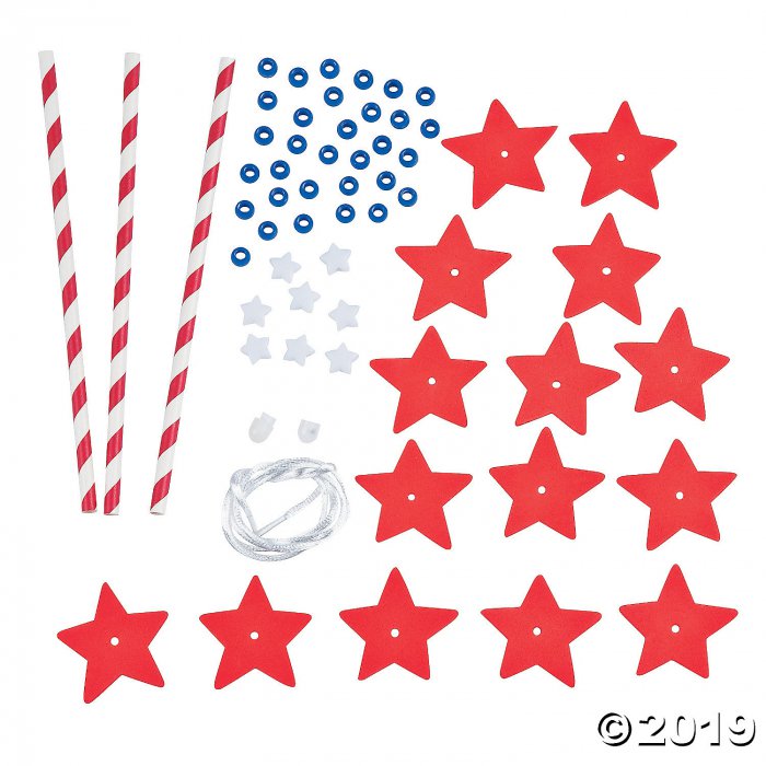 Patriotic Star Straw Necklace Craft Kit (Makes 12)