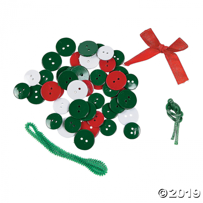 Button Wreath Christmas Ornament Craft Kit (Makes 12)