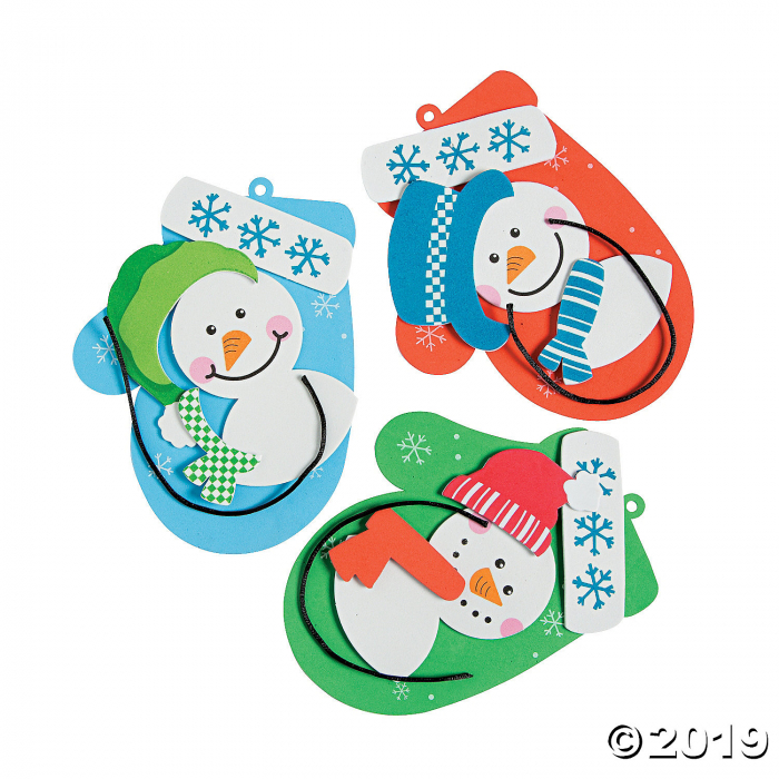 Snowman Mitten Christmas Ornament Craft Kit (Makes 12)