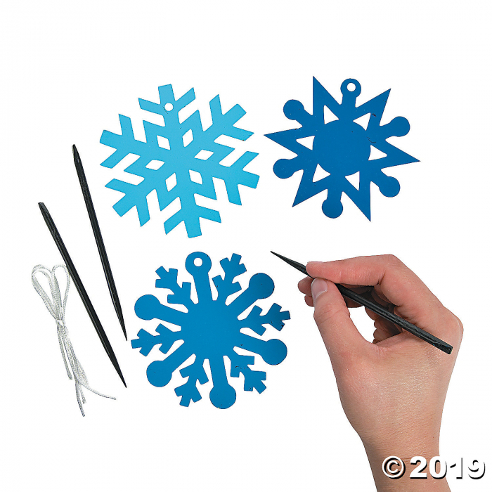 Blue Magic Color Scratch Snowflake Christmas Ornaments (Makes 24)