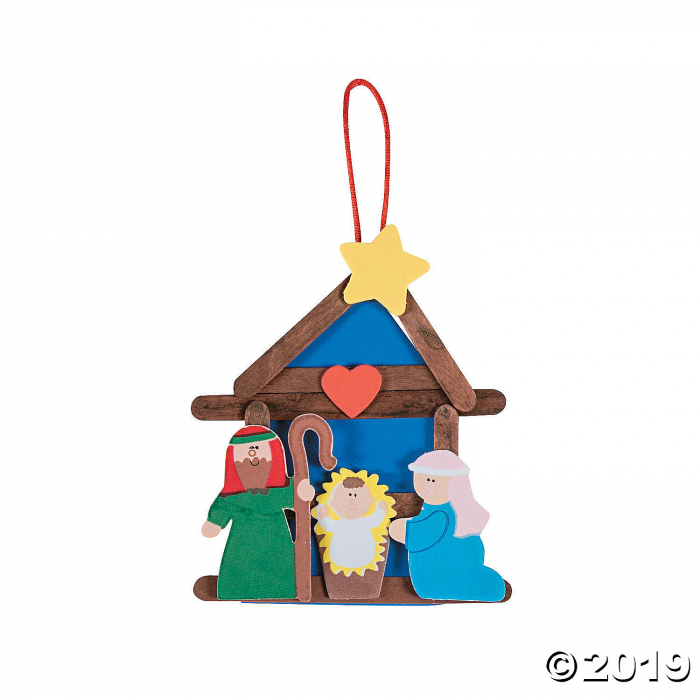 Nativity Craft Stick Religious Christmas Ornament Craft Kit (Makes 12)