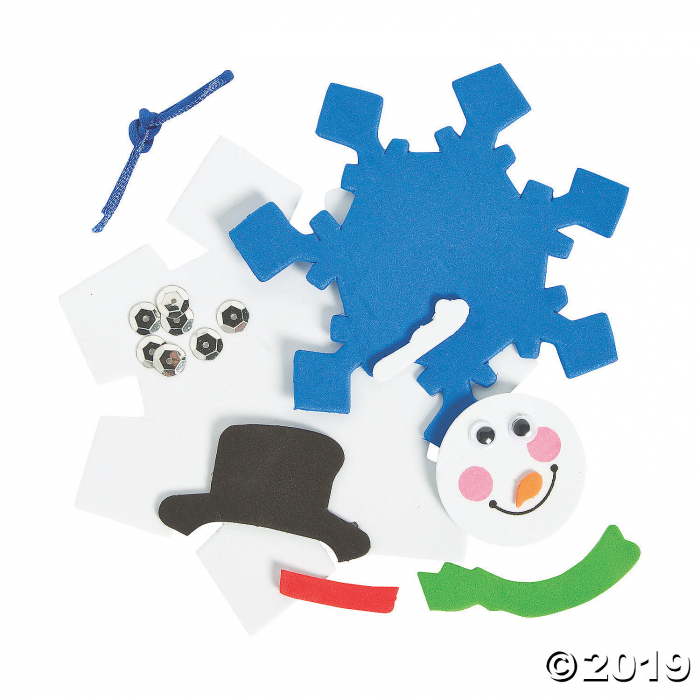 Snowman Snowflake Christmas Ornament Craft Kit (Makes 12)