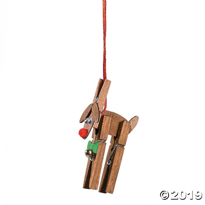 Reindeer Clothespin Christmas Ornament Craft Kit (Makes 12)