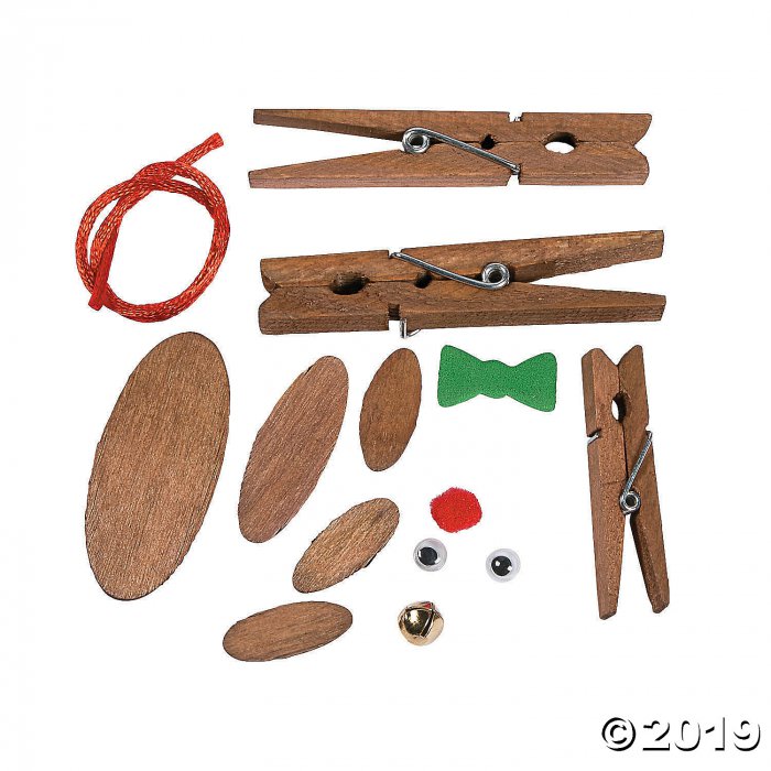 Reindeer Clothespin Christmas Ornament Craft Kit (Makes 12)