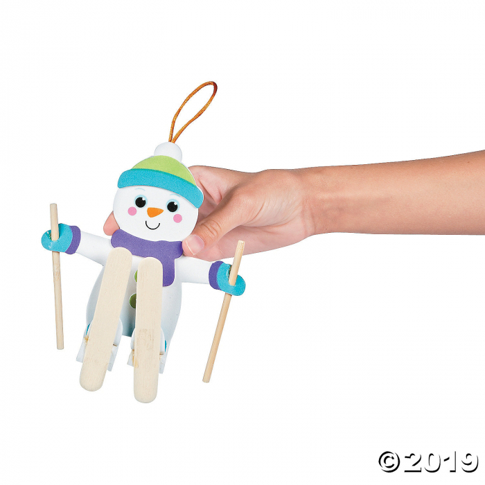 Snowman Skier Craft Stick Ornament Craft Kit (Makes 12)