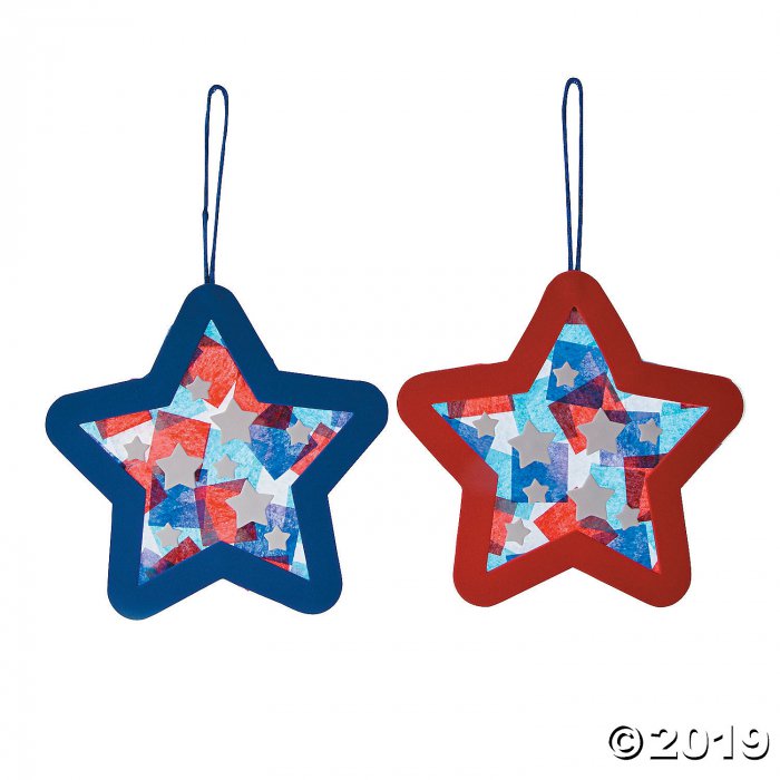 Tissue Paper Patriotic Star Ornament Craft Kit (Makes 12)
