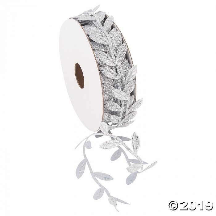 Silver Leaf-Shaped Ribbon - 1 (1 Roll(s))