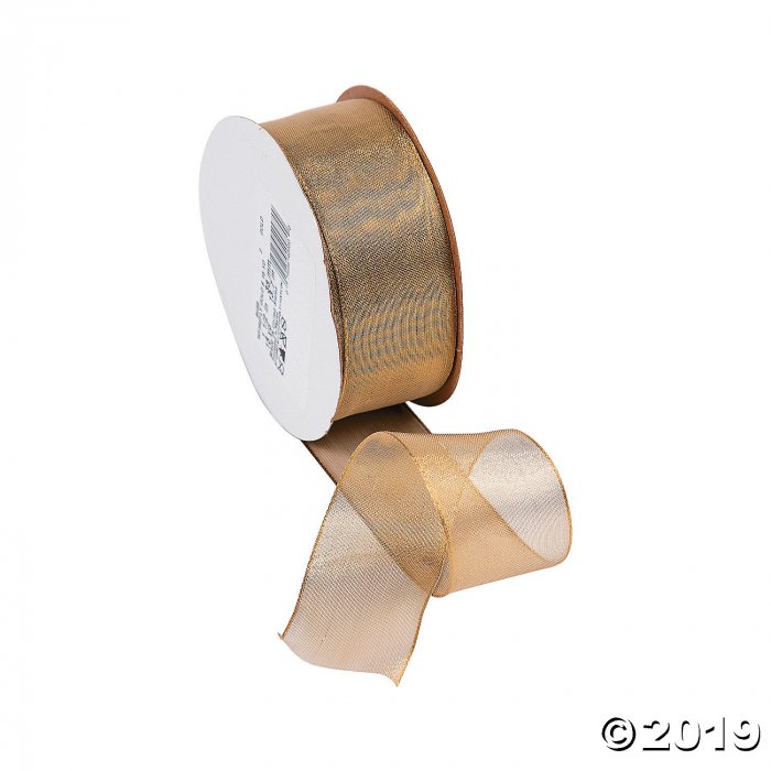 Gold Wired Metallic Sheer Ribbon - 1 1/2 (1 Roll(s))