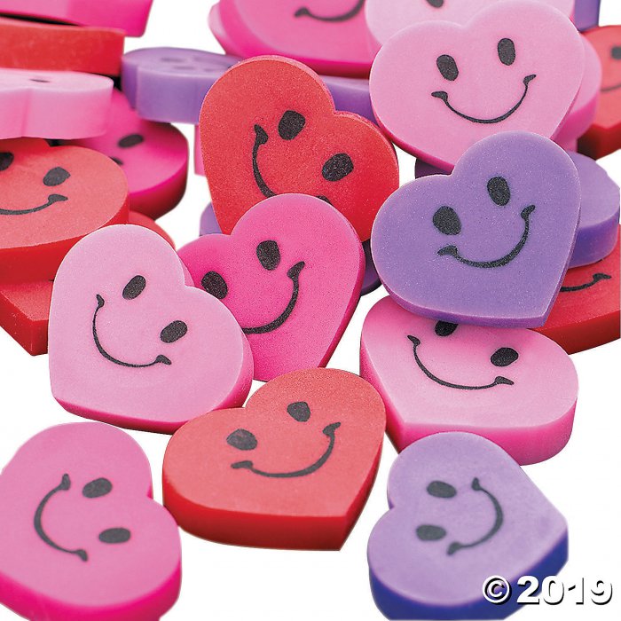 Mini Smile Face Heart Erasers (144 Piece(s))