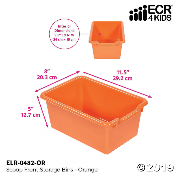 ECR4Kids Scoop-Front Storage Bins, 10-Pack, Orange (10 Unit(s))