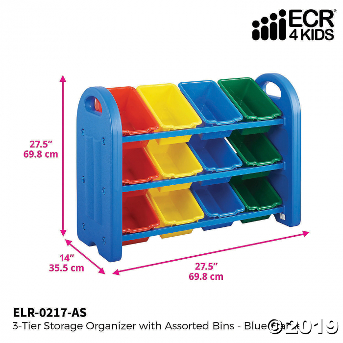 3-Tier Storage Organizer with Assorted Bins - Blue (1 Unit(s))