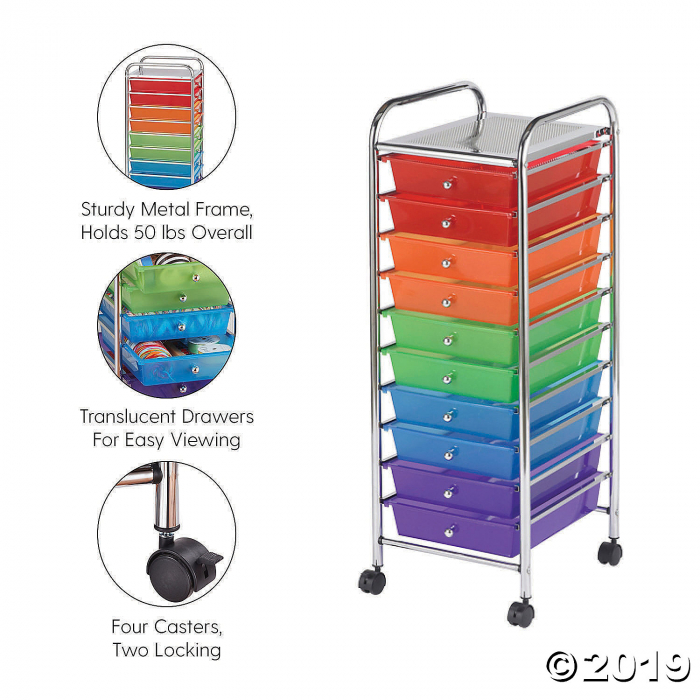 10 - Drawer Mobile Organizer - Assorted Color Drawers (1 Unit(s))