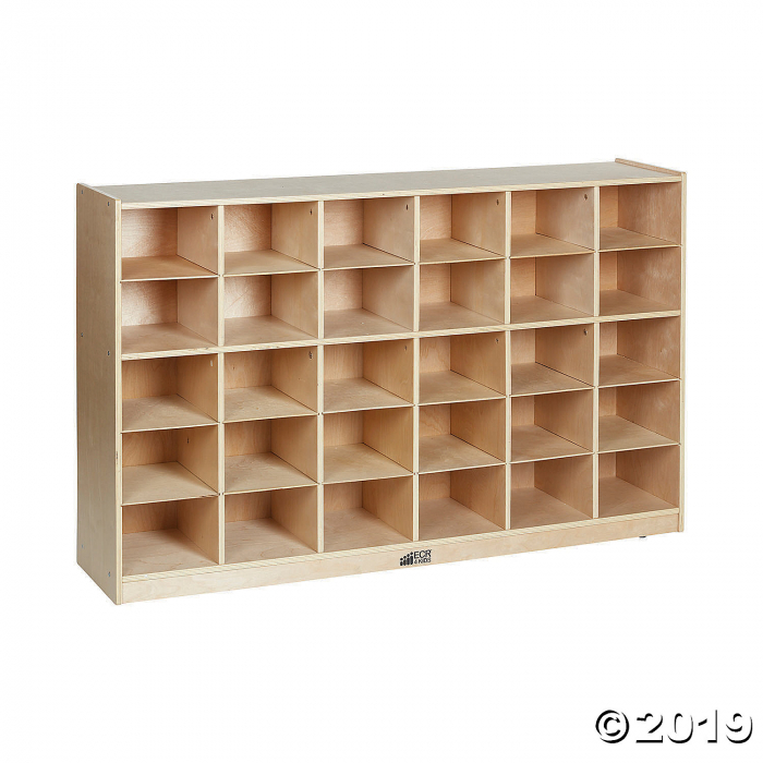 ECR4Kids Birch 30 Cubby Tray Cabinet with 30 Scoop Front Bins, Assorted Colors (1 Unit(s))
