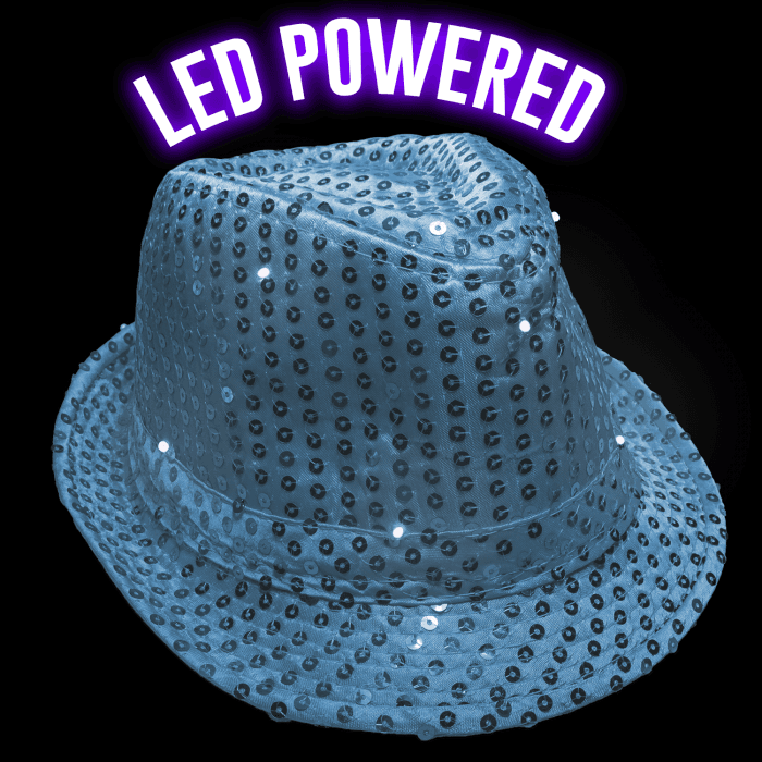 LED Flashing Sequined Fedora - Blue