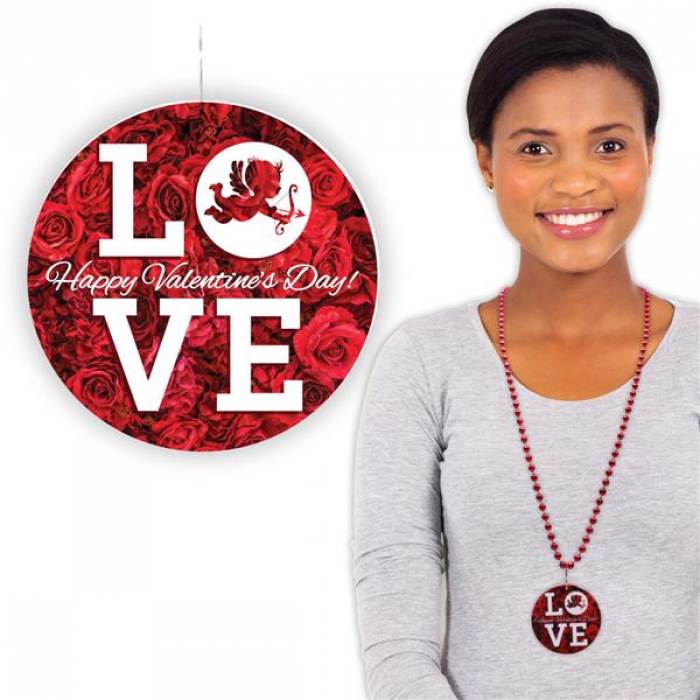 Valentines Love Bead 33" Necklaces (Per 12 pack)