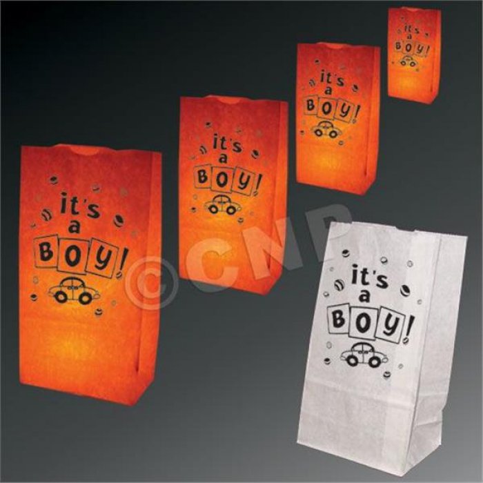 Its A Boy Luminary Bags - 50 Pack
