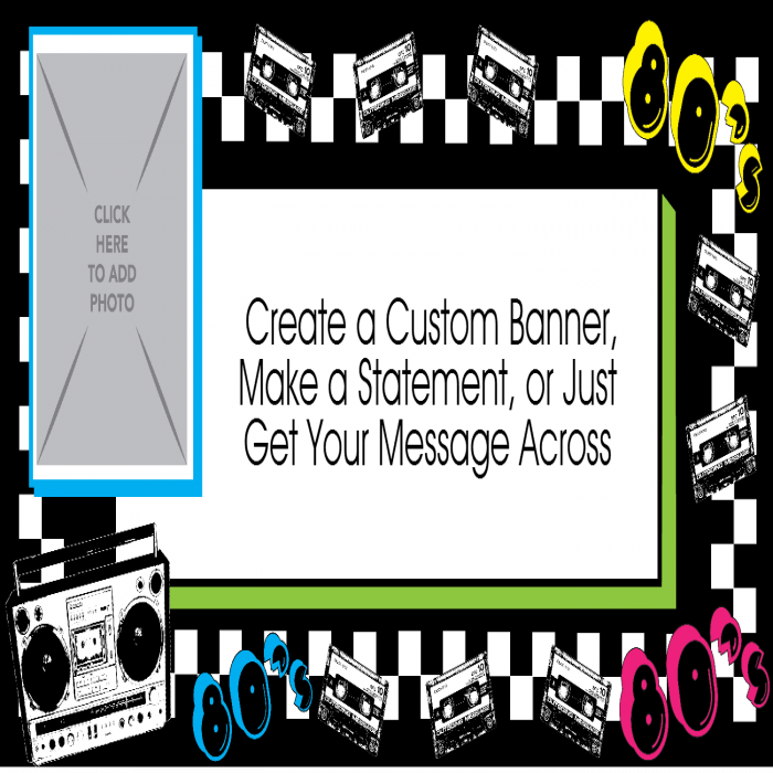 80's Boom Box Photo Banner - 12 x 24