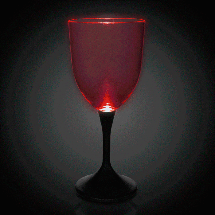 LED Light Up Wine Glass Black Stem - 10 oz.