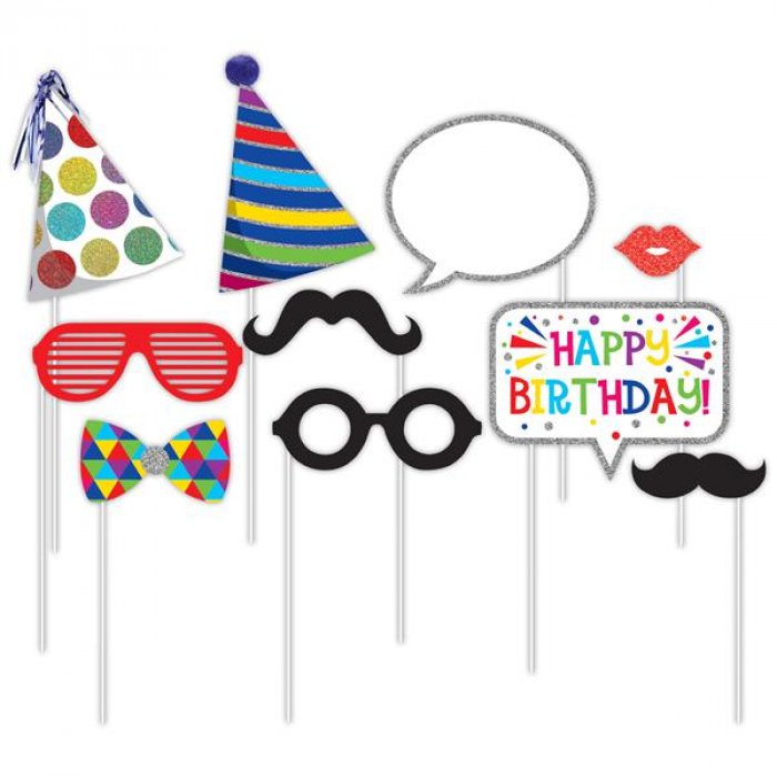 Birthday Photo Booth Prop Kit (Per 10 pack)