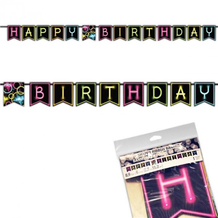 Glow Party Birthday Banner