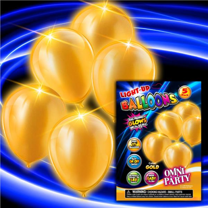Gold Light Up Balloons (Per 5 pack) Gold Light Up Balloons (Per 5 pack)