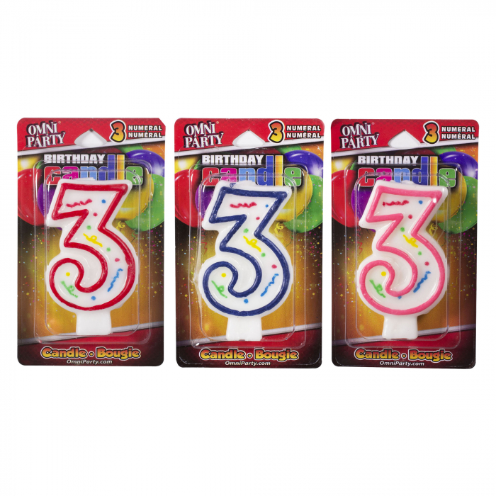 Number 3 Candles (Per 3 pack) Number 3 Candles (Per 3 pack)