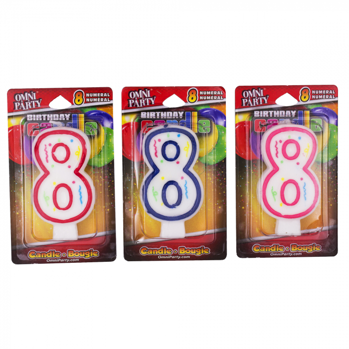 Number 8 Candles (Per 3 pack) Number 8 Candles (Per 3 pack)