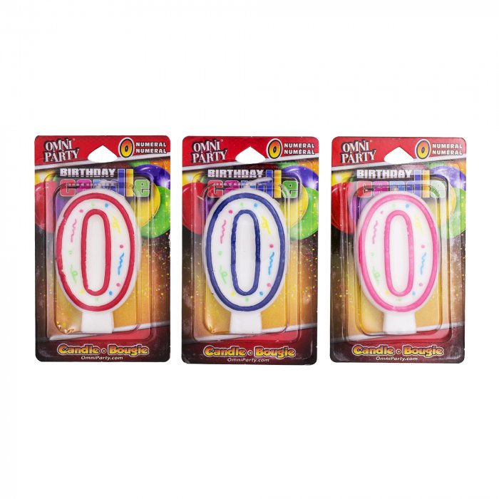 Number 0 Candles (Per 3 pack)