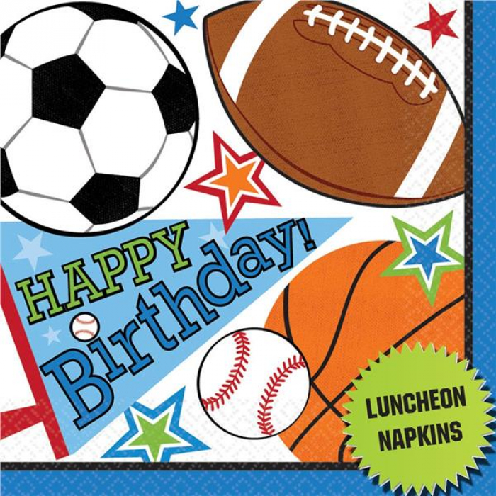 Sports Birthday Lunch Napkins (Per 16 pack)