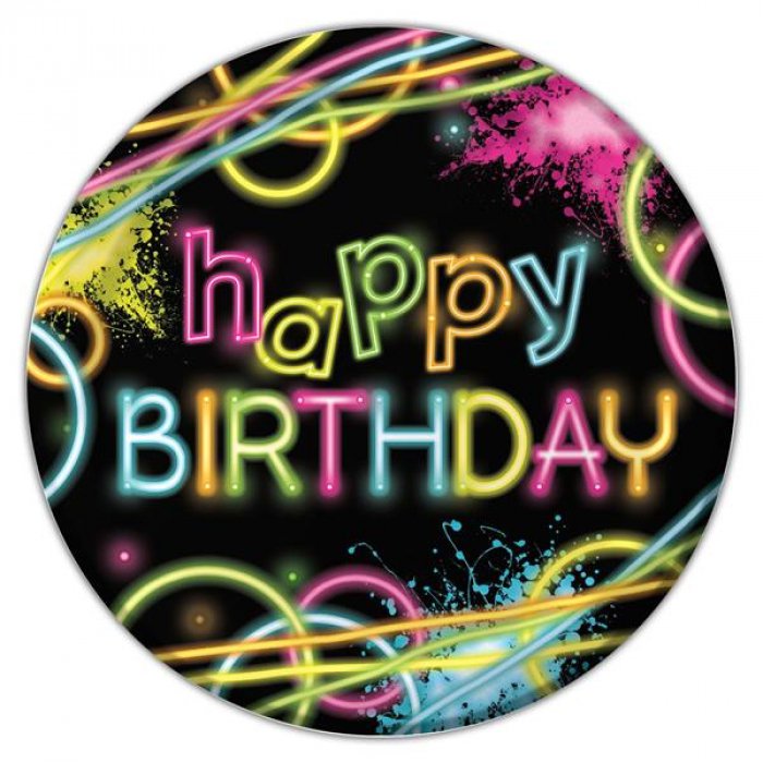 Glow Party Birthday 9" Plates (Per 8 pack)