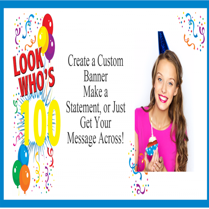 Look Who's 100 Custom Photo Banner - 12 x 24