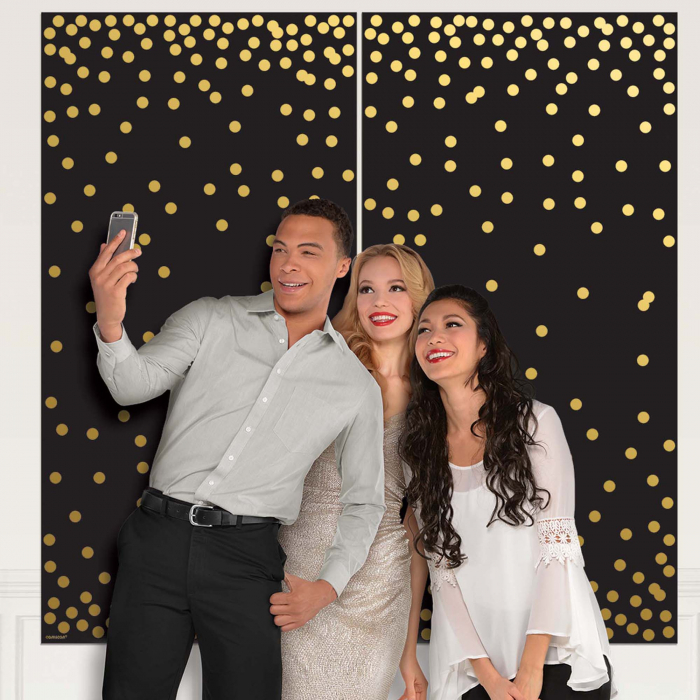 Black & Gold Dots Scene Setter Backdrop (Per 2 pack)