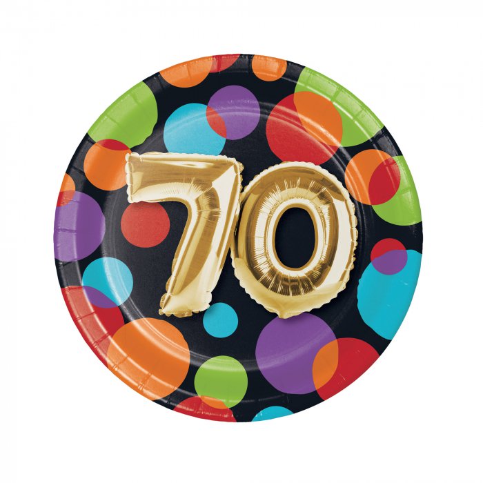 70th Birthday Balloon 7" Plates (Per 8 pack)