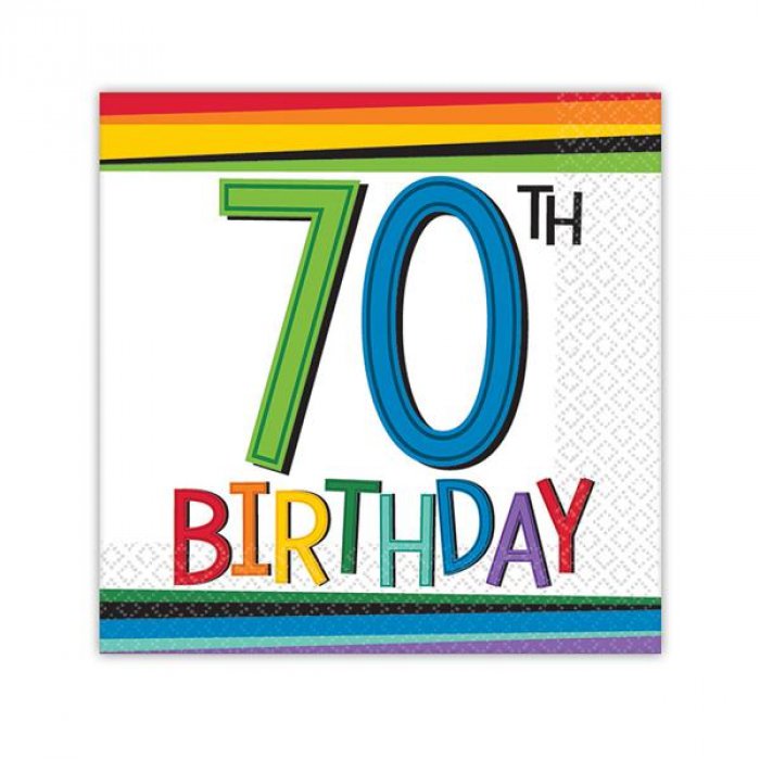 70 Rainbow Birthday Beverage Napkins (Per 16 pack)