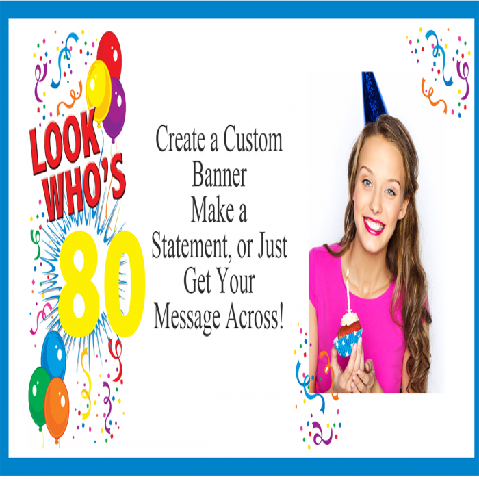 Look Who's 80 Custom Photo Banner - 48 x 96