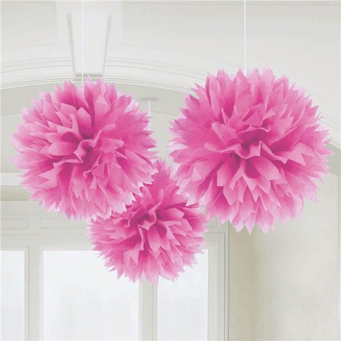 Pink Fluffy Balls Decoration (Per 3 pack)