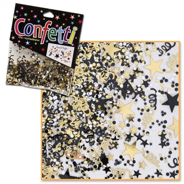 Black & Gold Metallic Confetti (Per bag)