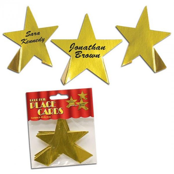 Gold Foil Star Place Cards (Per 8 pack)
