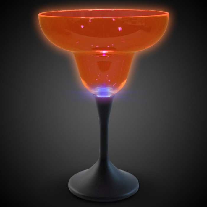 Neon Orange LED 10 oz Margarita Glass